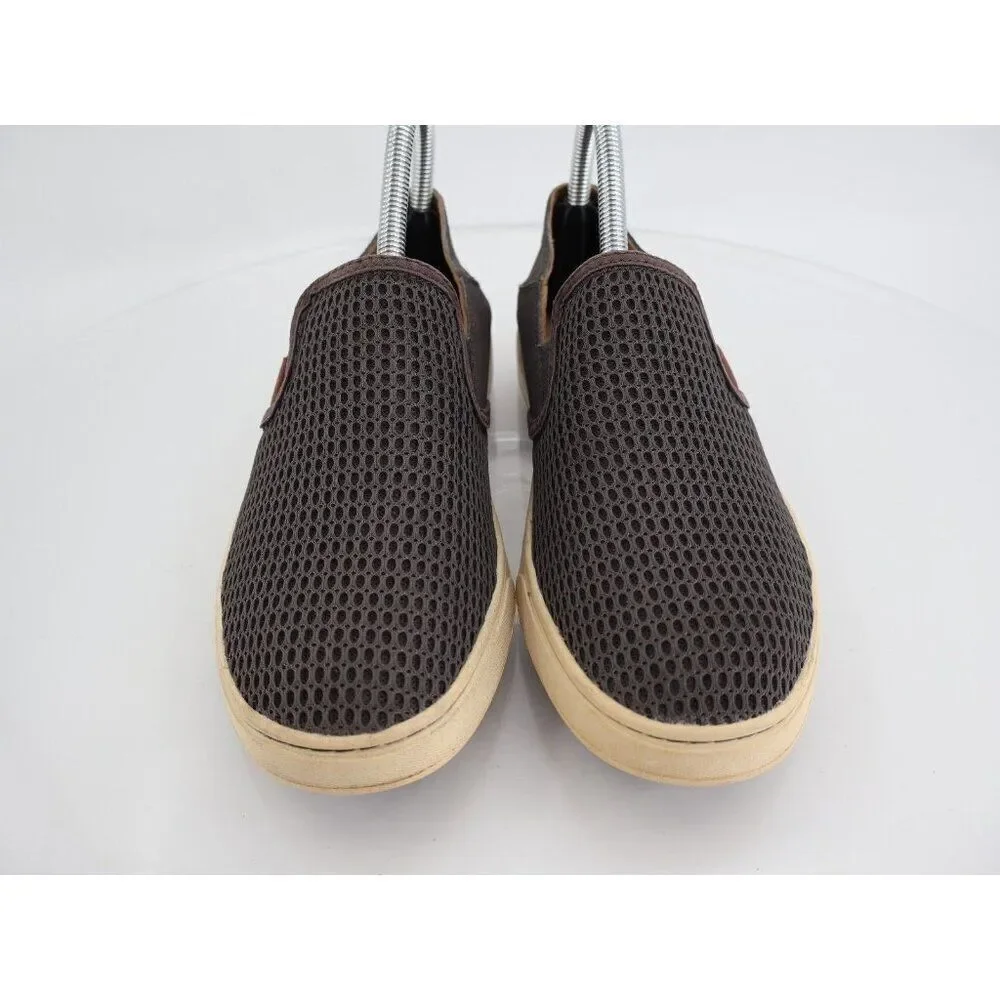 OluKai Women's Pehuea Shoe Size 7.5 Slip On Loafer Flats Gray Mesh Convertible